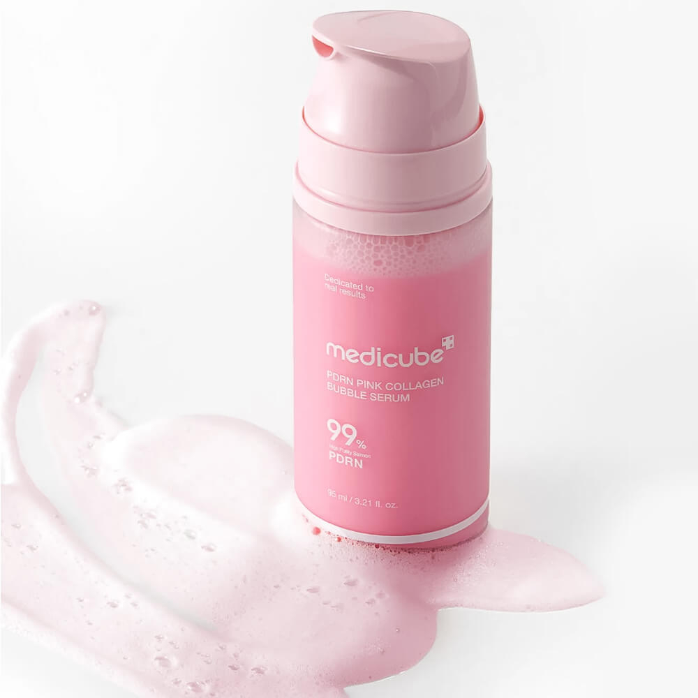 Пузырьковая сыворотка с коллагеном и ПДРН medicube PDRN Pink Collagen Bubble Serum