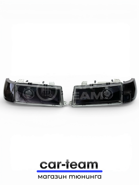 Фары на ВАЗ 2110, 2111, 2112 передние с Bi LED модулями 2.5 дюйма, черная маска, тонированные поворотники (под ключ)