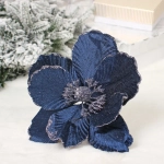 Украшение новогоднее «Пуансеттия - Волшебство» 20 см, Сапфир