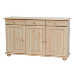 Шкаф витрина Лена трехдверный 132х39х192 см из массива сосны / буфет для кухни, лакированный