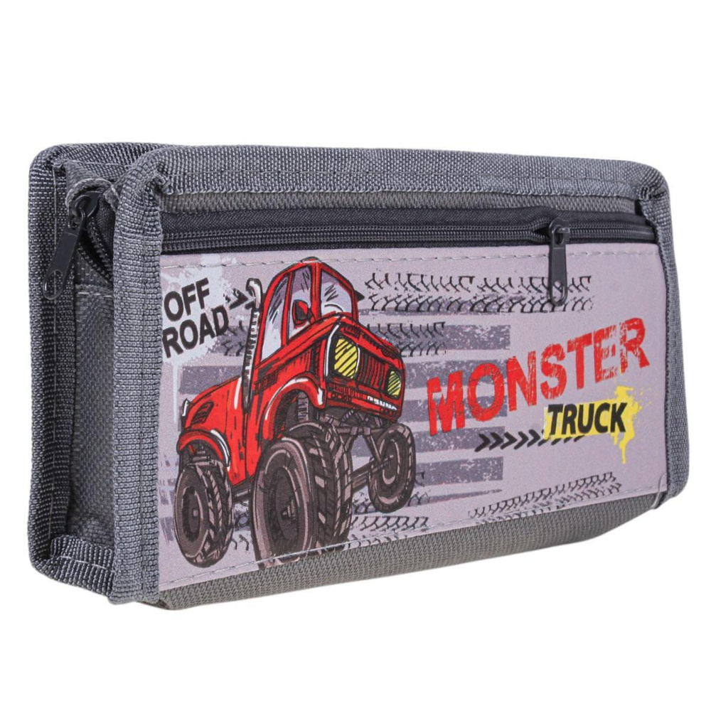 Пенал мягкий 2 отделения "Джип" 3 цвета микс