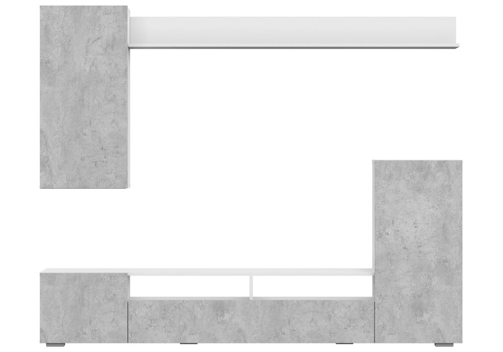 Готовая гостиная Oluwande белый / цемент светлый