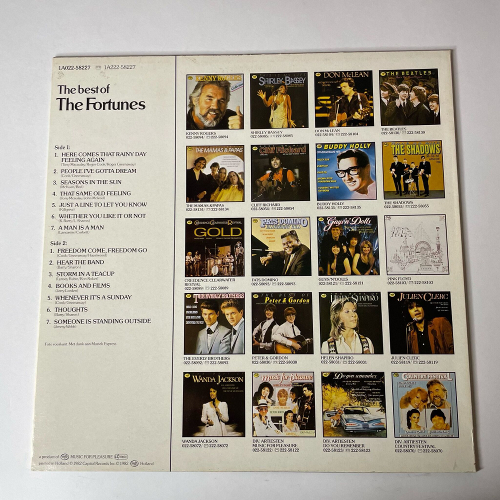 Винтажная виниловая пластинка LP The Fortunes The Best Of (Holland 1982) Seasons In The Sun