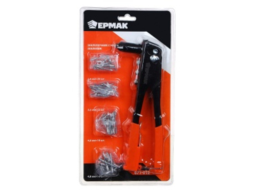 Заклепочник 225мм ЕРМАК с набором заклепок 2,4мм/3,2мм/4,0мм/4,8мм