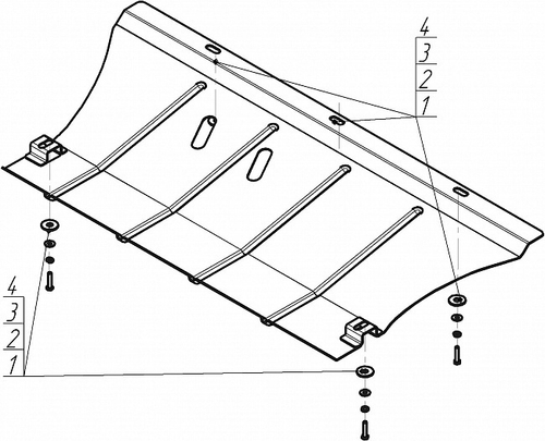 Защита картера Двигателя, КПП. 2 мм, Сталь. для Renault Megane 2002-2009 MOTODOR.01713