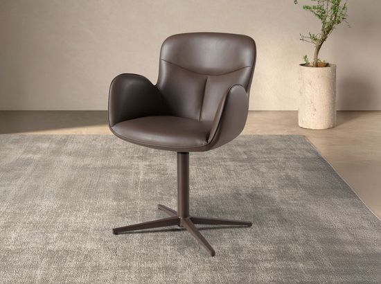 Вращающееся кресло 4205 из экокожи шоколадно-коричневого цвета