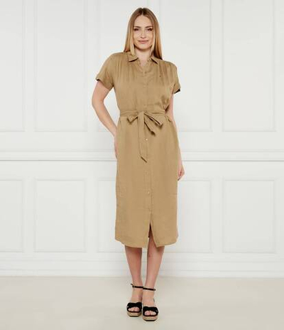 Льняное платье с ремешком Tommy Hilfiger - бежевый(WW0WW44653)
