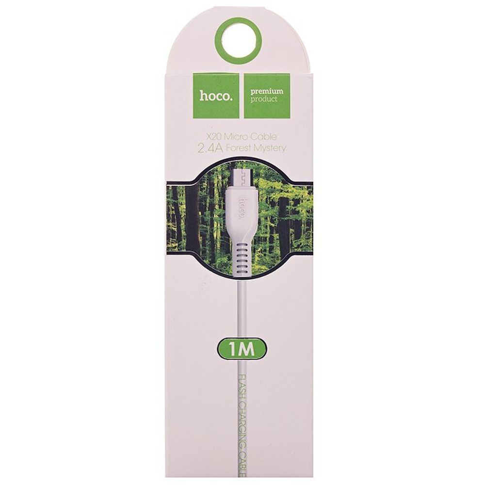 Кабель HOCO X20 USB-microUSB 2.4A 1м PVC White
