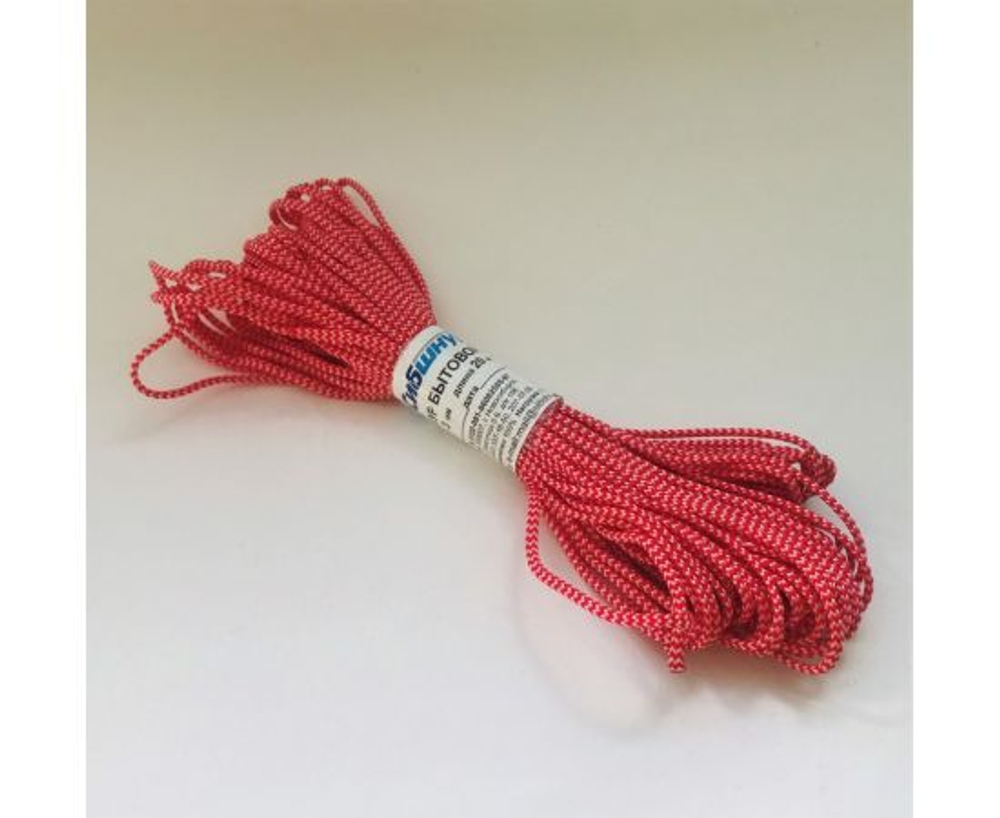 Шнур (веревка) полипропилен плетеный, d 6мм, 20м, бытовой, без сердечника, Сибшнур