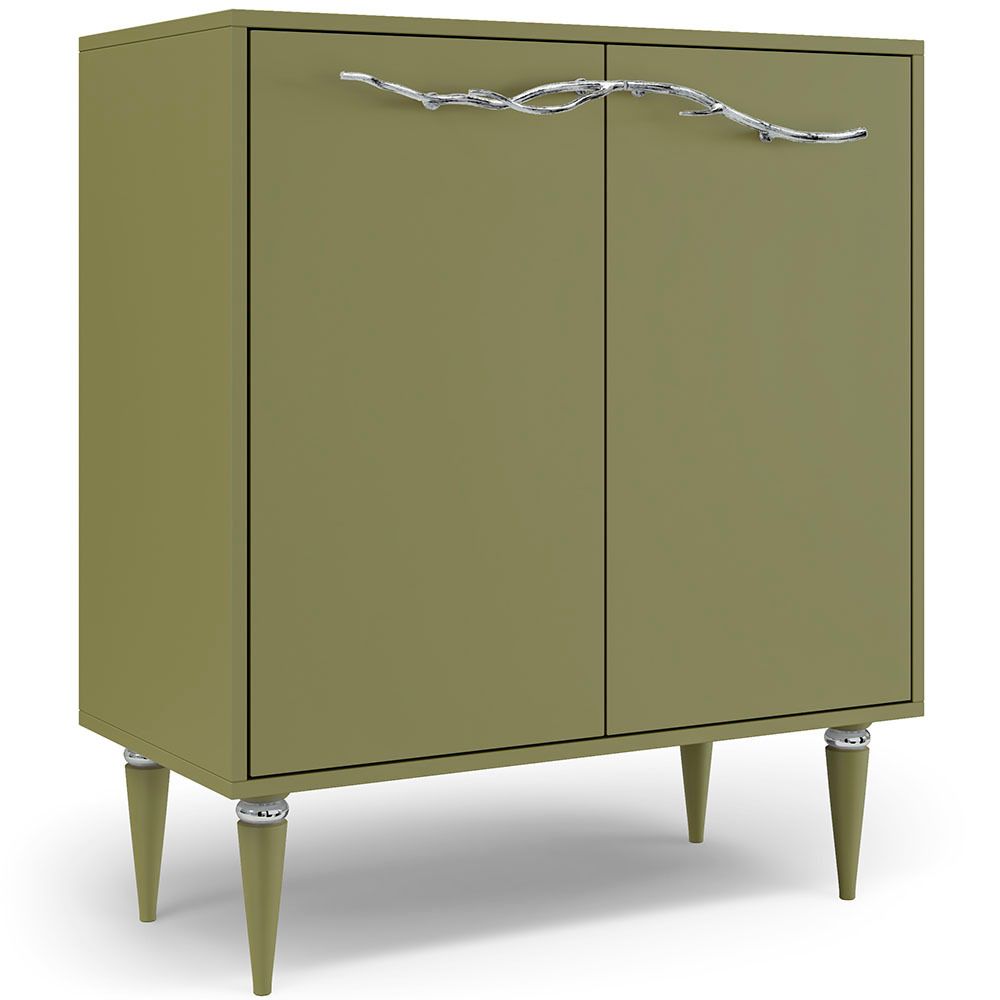 Комод Арт Колор matte Классик Сильвер с 2 полками Зеленая олива матовый