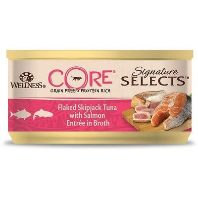 Влажный корм CORE SIGNATURE SELECTS для кошек, из тунца с лососем в виде кусочков в бульоне, банка 79 г