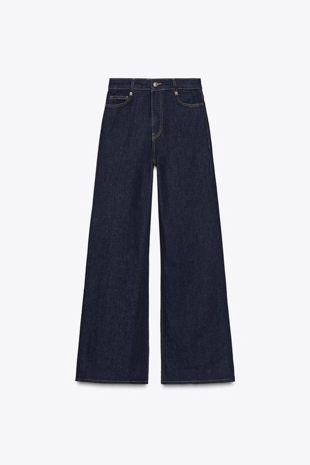 ZARA ДЖИНСЫ WIDE LEG С ВЫСОКОЙ ПОСАДКОЙ — ZW COLLECTION, СИНИЙ