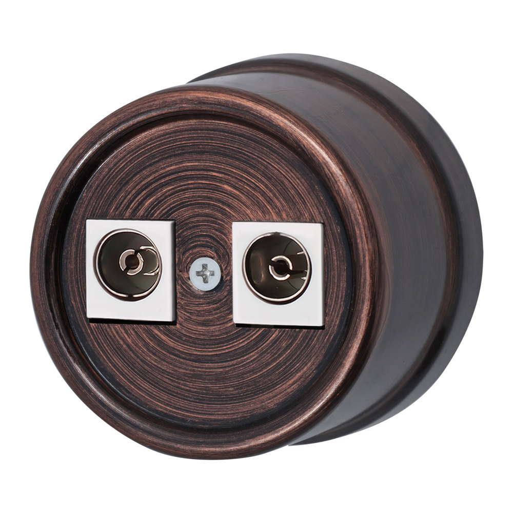 Розетка телевизионная двойная, оконечная, пластик, медный век B1-306-16