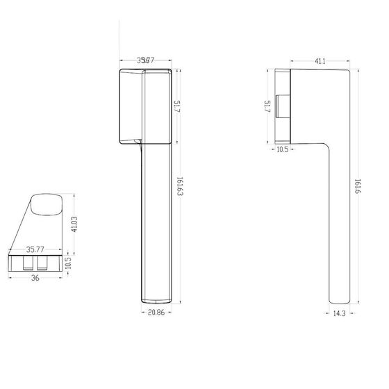 Размеры дверной ручки ULTRON MPR