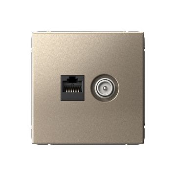 Розетка компьютерная + телевизионная 2-м СП ArtGallery RJ45 кат.5E + TV механизм шампань SE GAL000589