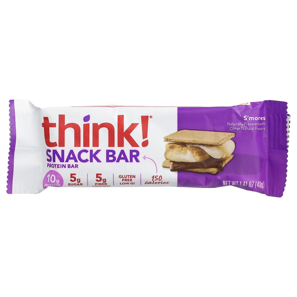 Think !, протеиновый батончик, маршмеллоу с печеньем и шоколадом, 10 батончиков по 40 г (1,41 унции)