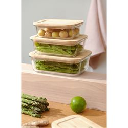 Контейнер для запекания и хранения Eco Store с крышкой из бамбука, 1520 мл