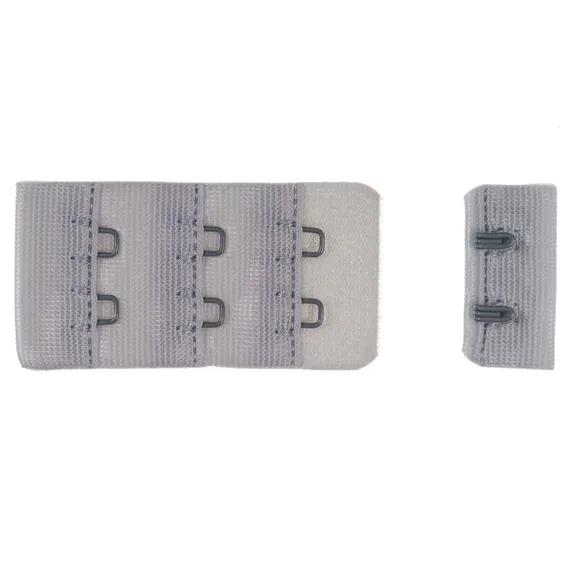 Застежка с крючками светло-серая 2 ряда (цв. 166), 28*55 мм