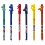 Ручка гелевая пиши-стирай Alingar, "Dino", 0,5 мм, синяя, фигурный колпачок, иголь. наконечник, круглый, цветной, пластиковый корпус, карт. уп.