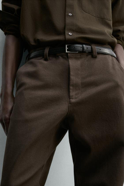 ZARA БРЮКИ FLARE FIT ИЗ ТВИЛА, ВИННЫЙ