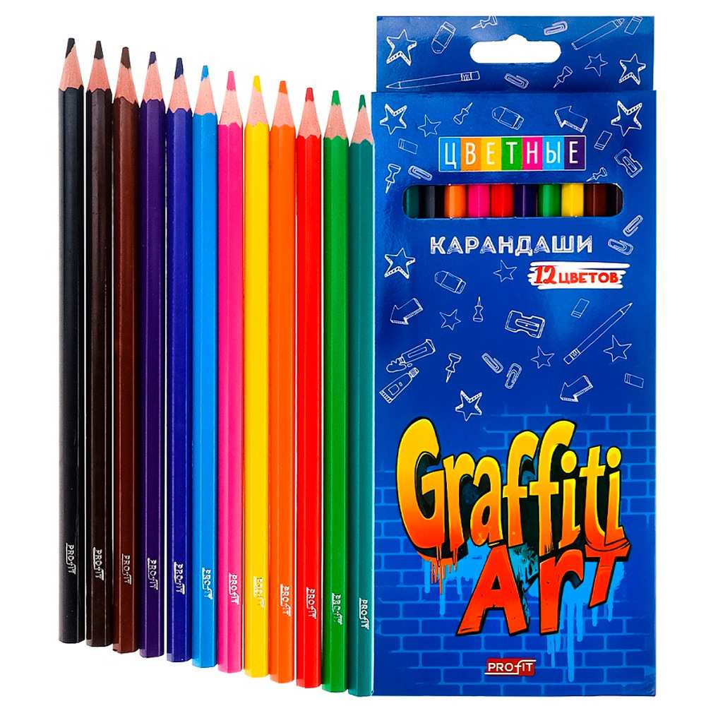 Карандаши цветные 12 цв. Граффтити КЦ-2627/ОЗОН