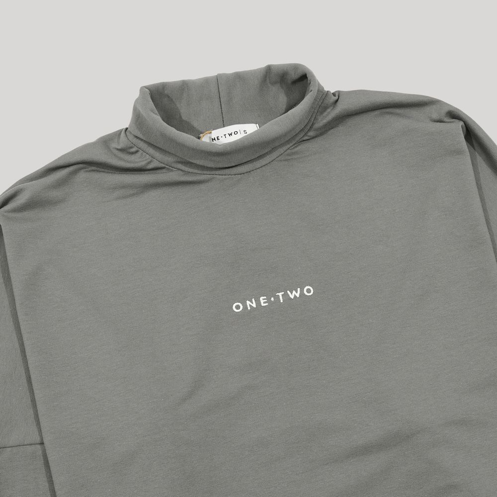 Водолазка One Two High Neck Logo Pewter серый