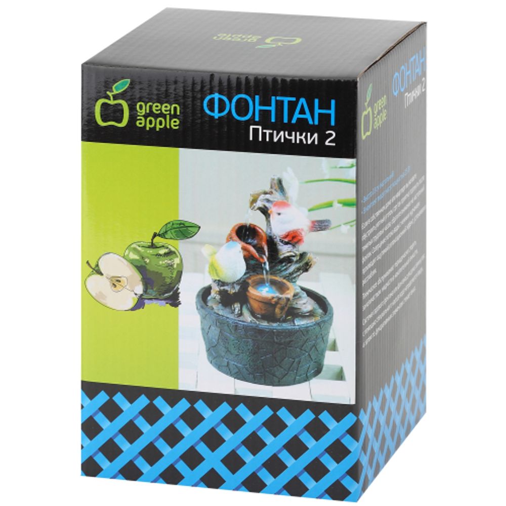 GAFN01-400 GREEN APPLE настольный фонтан с подсветкой Птички 2 | Фонтаны Green Apple