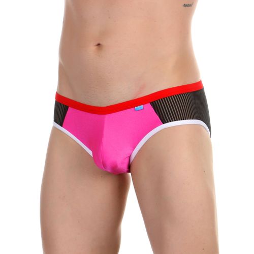 Мужские плавки фуксия с черными вставками Boefje