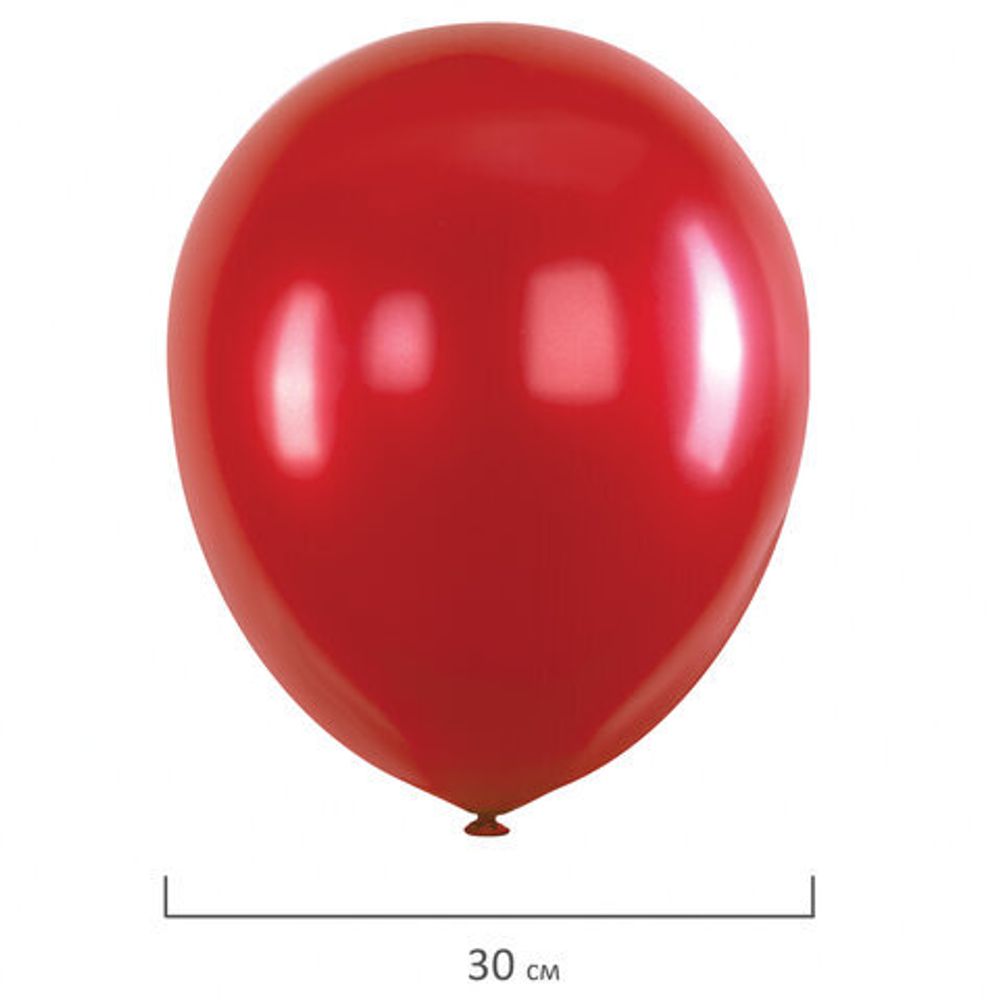 Шары воздушные 30 см, 50 штук, "МЕТАЛЛИК", ассорти, BRAUBERG KIDS, 591882