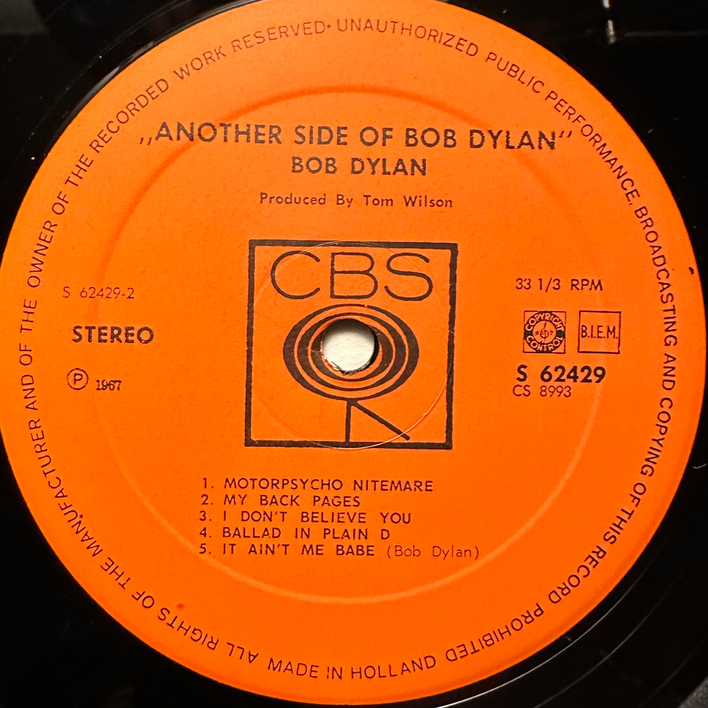 Bob Dylan - Another Side Of Bob Dylan (Голландия 1967г.)