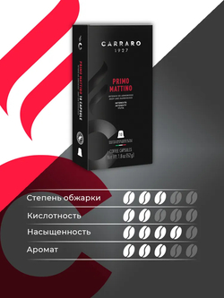 цена Кофе в капсулах Carraro Primo Mattino, 10 капсул для кофемашин Nespresso (Карраро)