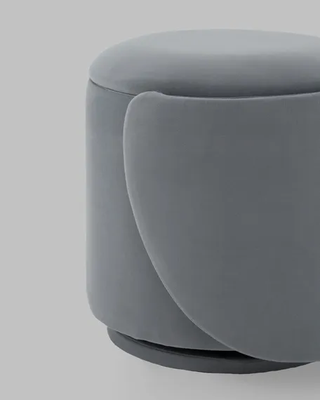 Пуф Gong со складной спинкой и ящиком, серый велюр