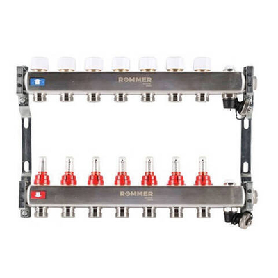 Коллекторная группа для теплого пола ROMMER RMS1201 - 1" на 7 контуров 3/4" EK
