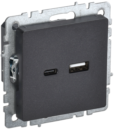 BRITE Розетка USB A+C 18Вт РЮ11-1-БрЧ черный IEK