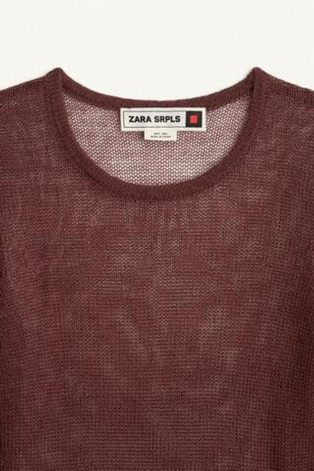 ZARA СВИТЕР ИЗ СМЕСОВОЙ ШЕРСТИ, ВИННЫЙ