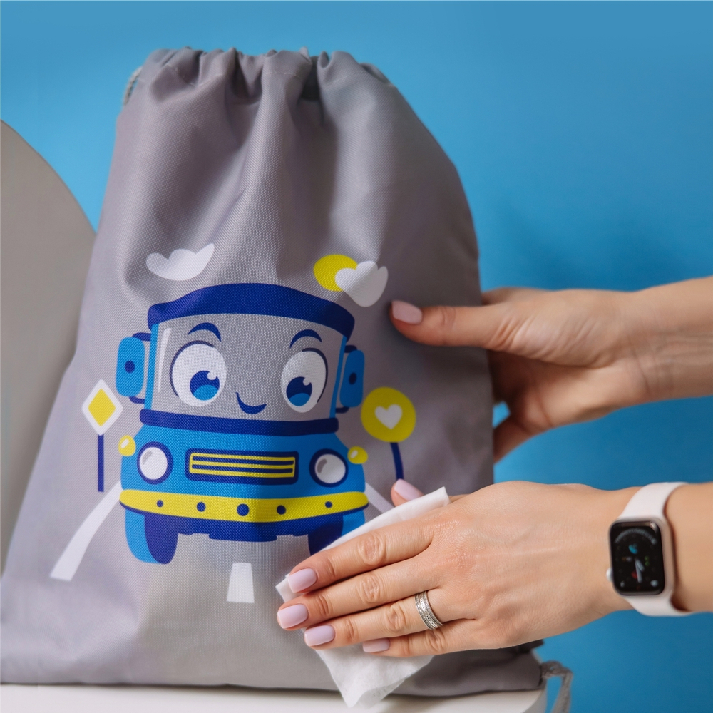 Мешок в садик 33х40, Машинка (серый)