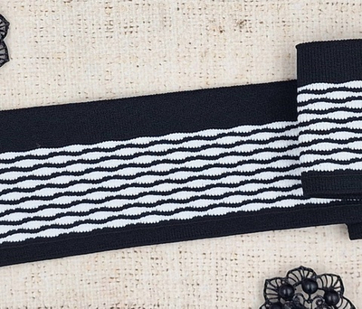 Подвязы двусторонние, ш. 7 см, L 94 см, чёрный с белым