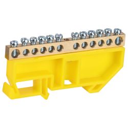 Шина ЭРА NO-224-91 PE земля на DIN-изоляторе ШНИ-6х9-12-Д-желтый | Шины N, PE, PEN