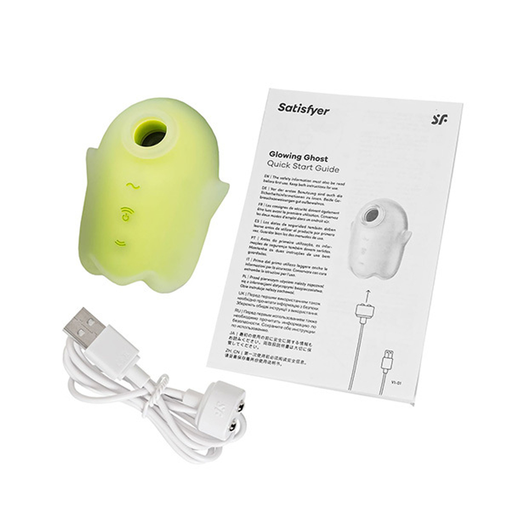 Желтый люминесцентный вакуум-волновой стимулятор клитора 8,4см Satisfyer Glowing Ghost