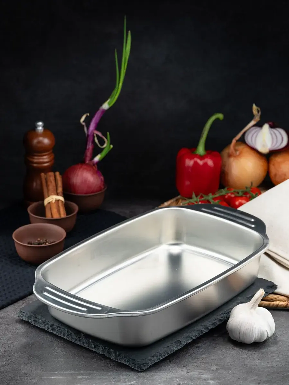 Противень Jolly Kitchen с ручками 37x22x5,5, нержавеющая сталь 0,8 мм