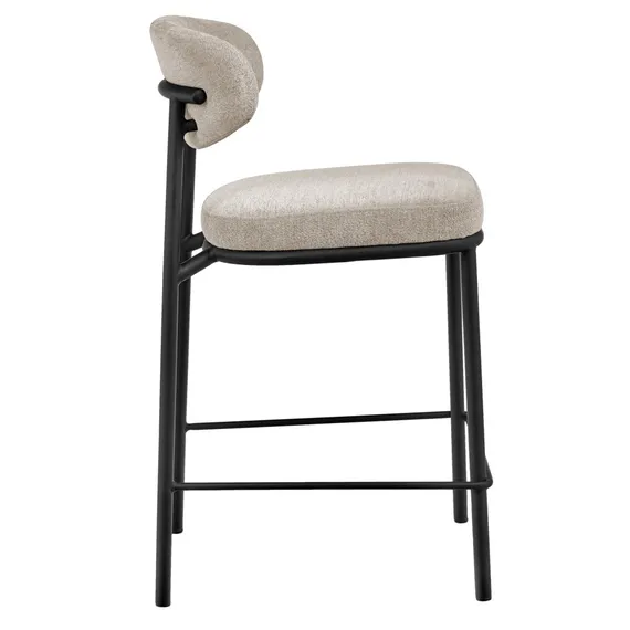 Полубарный стул Arvo 65 см, бежевый шенилл с черными ножками