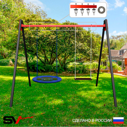 Уличные качели Sv Sport Maxi УК123П2 (2.4м/Гнездо Оксф. 100см/Деревянные/Подвесы на подш 2к)