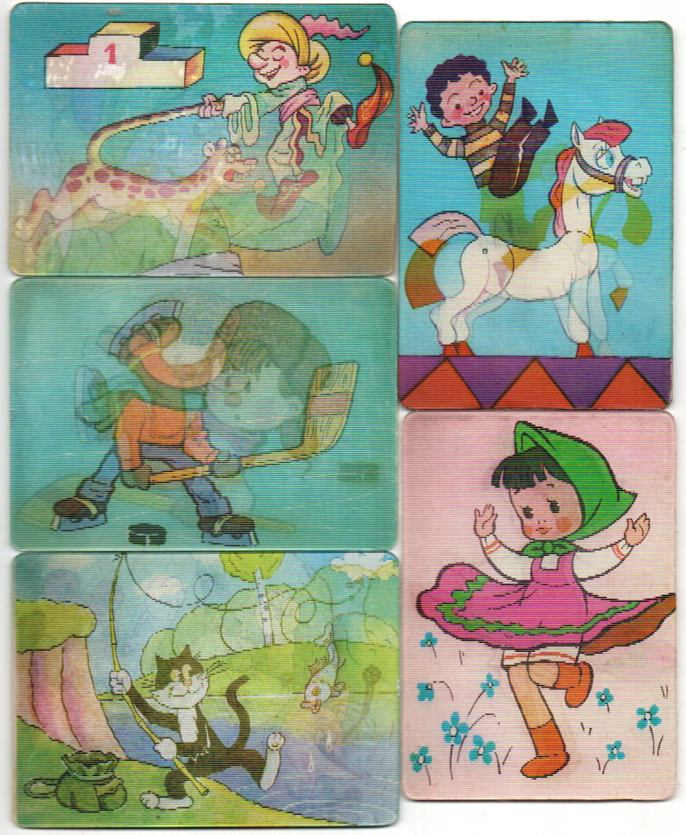 № 119 Набор из 5 переливных (стерео) Календариков . Мультфильмы СССР 1987 год.