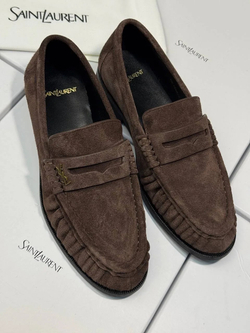 Мужские коричневые замшевые лоферы Cassandre YSL