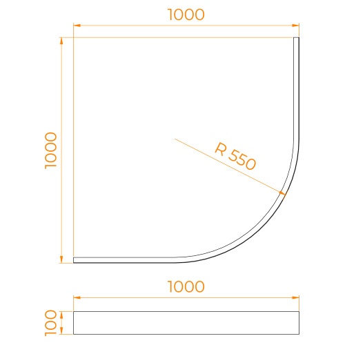 Экран для душевого поддона RGW N (Полукруг) (1000x1000)