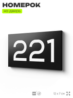 Номер на дверь 221, табличка на дверь для офиса, квартиры, кабинета, аудитории, склада, черная 120х70 мм, Айдентика Технолоджи
