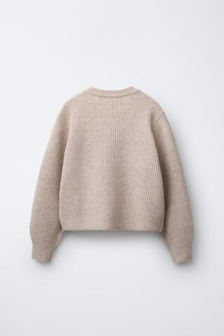 ZARA СВИТЕР В РУБЧИК, РЫЖЕВАТО-КОРИЧНЕВЫЙ