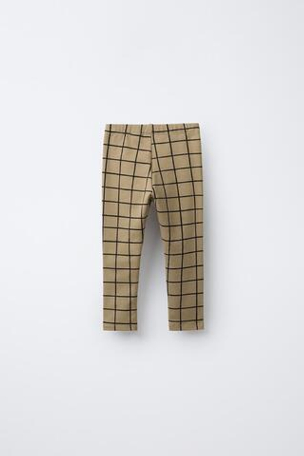 ZARA ЛЕГИНСЫ В КЛЕТКУ С ЭТИКЕТКОЙ, БЕЖЕВЫЙ