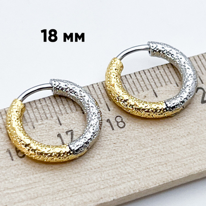 Ювелирные швензы Конго с родиевым покрытием и позолотой, размер 18 мм, толщина 3 мм, цена за пару