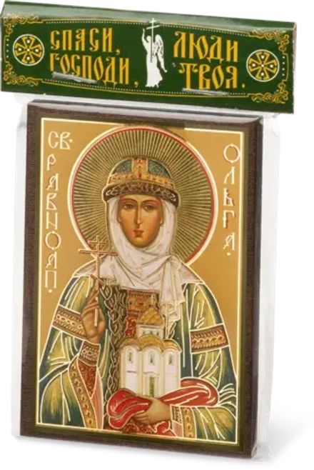 Икона "Ольга Равноапостольная" 6х9 на МДФ-6